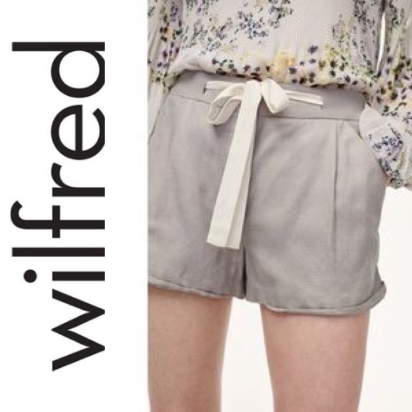 Wilfred Pants - Aritzia Wilfred Allegra Linen Blend Tie Waist Shorts in light grey size 6